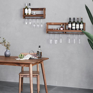 <span class=keywords><strong>Étagère</strong></span> <span class=keywords><strong>de</strong></span> <span class=keywords><strong>Bar</strong></span> suspendue à vin, armoire à vin, support mural industriel rétro en bois, <span class=keywords><strong>étagère</strong></span> murale en noyer noir pour la maison - Product Image 1