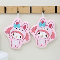 Cute Cartoon Kuromi Cinnamoroll Coral Velvet Hanging Hand Towel for Children Quick-Dry Thick Kitchen Towel