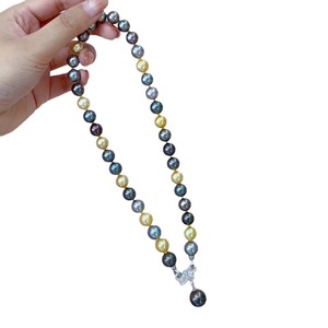 Nouveau design de produit Perles d'or naturelles Perles noires Perles blanches Long collier 7-11 mm Longueur 78 cm Livré avec boîte cadeau - Product Image 5