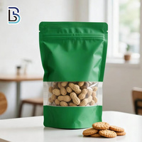 Sachet Doypack alimentaire Lebei Factory résistant à la graisse, coloré, avec fermeture éclair et fenêtre transparente