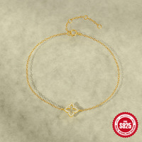 Bijoux minimalistes SPJ Fashion en argent sterling 925, trèfle à quatre feuilles, plaqué or, zircone, boucles d'oreilles et bracelets pour femmes