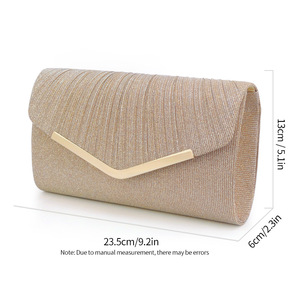 Factory Wholesale Elegant Envelope <b>Clutch</b> Purse Women's Flap Handbags Glitter Ruched Evening Bag for <b>Wedding</b> Prom Party - Product Image 3