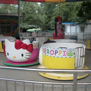Özelleştirilmiş kapalı eğlence parkı cazibe çocuk arabası kitty kedi tarzı kahve fincanı çay bardağı satılık atlıkarınca binmek