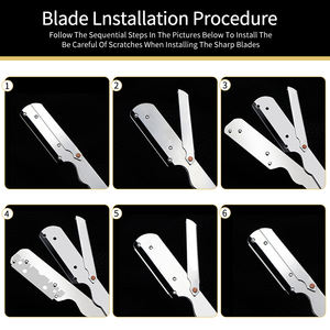 <span class=keywords><strong>Rasoir</strong></span> manuel à l'ancienne plaqué or pour hommes, <span class=keywords><strong>rasoir</strong></span> à barbe, coupe-sourcils, support de lame de rasage, <span class=keywords><strong>rasoir</strong></span> pour coiffure - Product Image 3