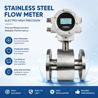 Digital Electromagnetic Flow Meter 304 Stainless Steel Flange PTFE Liner Integrated Converter Panel LCD for Water Treatment