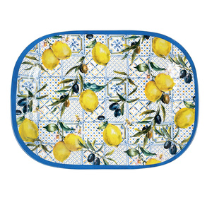 Tùy Chỉnh In Chanh Thiết Kế Không Thể Phá Vỡ Hình Chữ Nhật Nhựa <span class=keywords><strong>Melamine</strong></span> Phục Vụ Decore Khay Với Xử Lý Nhựa Phục Vụ Khay Thức Ăn - Product Image 1