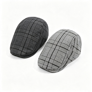 Casquette plate à carreaux pour homme, style vintage, à bord court, en tissu, pour usage quotidien et fêtes, vente en gros, personnalisation OEM ODM - Product Image 3