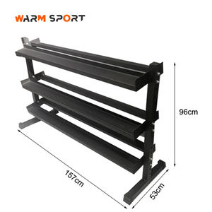 رف تخزين الدمبل متعدد الوظائف من الفولاذ الأسود المتين بثلاث طبقات للصالات الرياضية التجارية والمنزلية بالجملة - Product Image 4