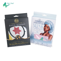 Boîte à bonnets en satin avec logo personnalisé en feuille d'or, boîte à bonnets pour tresses, emballage de luxe, boîte en papier pliable pour présentation de bonnets