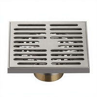 Siphon de sol carré moderne en laiton chromé de 4 pouces, anti-colmatage, écologique, anti-corrosion, pour hôtels, maisons, hôpitaux, salles de bain