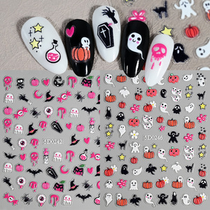 5D Halloween Nail Sticker Self-Adhesive Nail <strong>Decals</strong> Cute Ghost Skull Spider Web Bat Pumpkin Nail Decorations <strong>Decals</strong> - Product Image 2