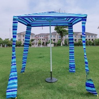 Parasol de plage pop-up portable à rayures pour le glamping, protection solaire, tente de plage, cabane de piscine, parasol moderne pour pique-niques et voyages