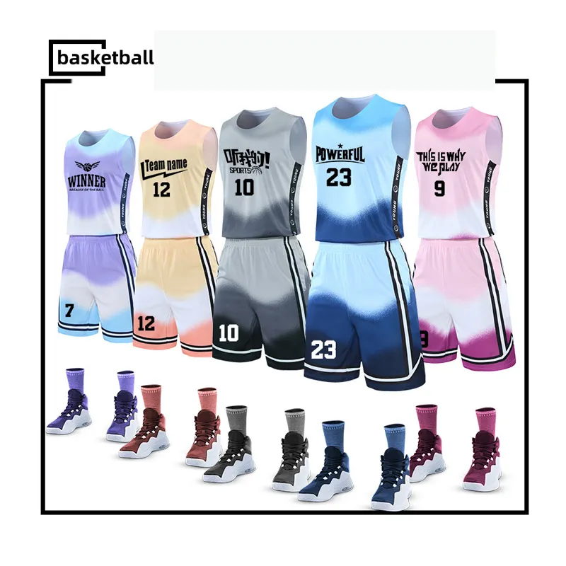 Oem Custom Basketball Jersey Uniform Set Ontwerp Kleur Training Sublimatie Sportkleding Man Basketbal Uniform