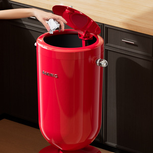 Making Flip Top Trash Can Cylindrical Wheeled Portable Indoor Waste Bin - Product Image 2