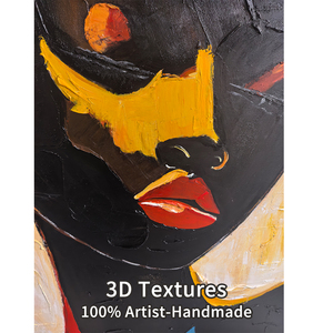 Grande Decorazione da Salone, Dipinto Astratto su Tela Fatto a Mano, Figura Femminile Nera Senza Volto, Arte Murale 3D, Ritratto e Figura - Product Image 4