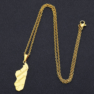 Colliers en émail carte de <span class=keywords><strong>Madagascar</strong></span> en acier inoxydable, plaqué <span class=keywords><strong>or</strong></span> 18K, <span class=keywords><strong>pendentif</strong></span> carte drapeau National de <span class=keywords><strong>Madagascar</strong></span> - Product Image 6