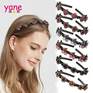 Unique rhinestone flower clip headbands knit hair accessories headband