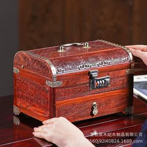 Wooden Jewelry Box Solid Wood Rectangle With <b>Lock</b> <b>Portable</b> Jewelry Storage Shandong Made - Product Image 1