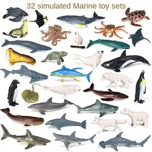 Spot marchandises en gros 32 seulement ensemble océan PVC Requin pieuvre Tortue de mer Simulation de baleine Monde sous-marin Jouet pour enfants