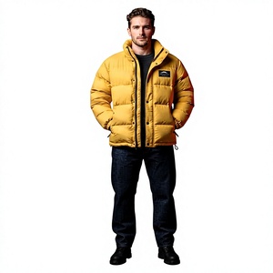 Men's <b>Yellow</b> <b>Puffer</b> <b>Jacket</b> Winter Quilted Warm Stand Collar Full Zip Casual Outdoor <b>Jacket</b> Wholesale One Apex - Product Image 1