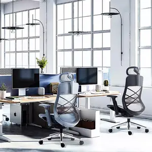 Modern High Back Mesh Lumbar Support Adjustable Headrest Ergonomic Swivel Office Executive Chair Wholesale