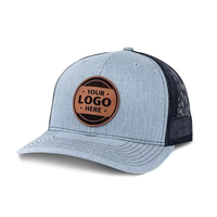 Casquette Trucker Snapback Hip Hop Classique Personnalisée à 6 Panneaux en Cuir avec Logo et Dos en Maille Unie pour l'Extérieur