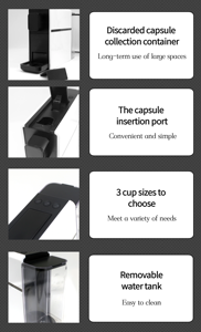 Machine à café à <span class=keywords><strong>capsules</strong></span> Anbolife, pompe italienne 20 bars pour <span class=keywords><strong>capsules</strong></span> <span class=keywords><strong>Nespresso</strong></span>, machine à expresso avec 3 tailles de tasses et réservoir d'eau de 0,75 L - Product Image 3