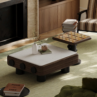 Ensemble de table basse et table à thé de luxe haut de gamme en bois massif de style mid-century, couleur personnalisable pour salon, villa, montage facile à domicile