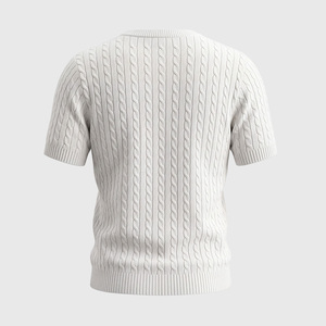 Suéter Casual de Punto Trenzado de Manga Corta Transpirable Blanco para Mujer - Product Image 4