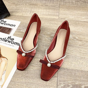 Zapatos de Tacón Medio con Punta Cuadrada y Boca Poco Profunda para Mujer, Tacón Grueso, Estilo Versátil, Nuevo Modelo - Product Image 2