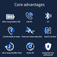 Earbud TWS Nirkabel dengan Mikrofon, Headset Stereo HiFi, Peredam Kebisingan Aktif, Asisten Suara, Kontrol Sentuh Pintar