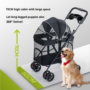 Poussette pliable légère et imperméable pour animaux de compagnie, chariot de transport réglable pour chiens et chats, poussette pliable pour chiots, chariot de voyage extérieur - Product Image 6