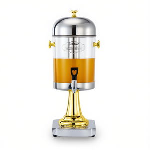 DB Beverage <b>Dispenser</b> 3L Stainless Steel Refrigerated <b>Drink</b> <b>Dispenser</b> Commercial Grade Round Shape Polished Metal Finish - Product Image 1