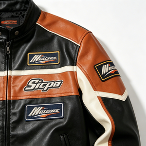 Giacca da Moto in Pelle Personalizzata 2026 da Uomo, Giubbotto da Motociclista con Ricami Pesanti, Giacca da Corsa con Patch Completa, Produzione di Fabbrica - Product Image 3