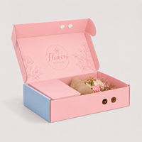 Boîte pliante personnalisée rose à motifs floraux avec insert pour fleurs, cosmétiques, aliments, cadeaux, logo imprimé, emballage de boîte cadeau pour envoi postal