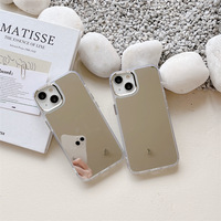 Nouvelle coque de téléphone miroir 3 en 1, coque de téléphone portable en PC, coque miroir électro-plaquée avec de grands trous pour iPhone 14, coque arrière