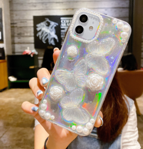Honatop-funda de teléfono de lujo para IPhone 14 Pro Max, carcasa de epoxi, Sinfonía, perla, mariposa, para chicas y mujeres - Product Image 2