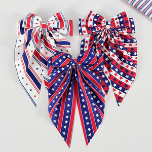 Pinza para el pelo con lazo y estampado de la bandera patriótica de EE. UU., 16 cm, ligera, accesorio de moda para mujer para el Día de la Independencia - Product Image 3