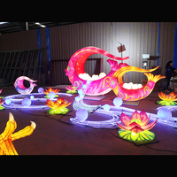 Lanterne LED en soie pour le Festival chinois, motifs de fleurs et dessins animés
