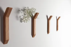 Móc treo tường bằng gỗ sồi hiện đại, dùng để đựng đồ trong nhà bếp và trang trí tường, quà tặng trang trí nhà cửa - Product Image 2