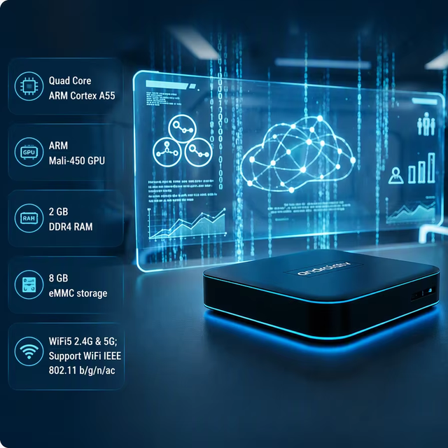 Sumavision 2026 Easy Use TV Box WiFi5 2G+8G 4K Quad Core HDR/H265 Android 9 with IR Remote OTT 12-month Warranty