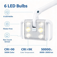 Lampe chirurgicale LED-5 MedFruition pour plafond, capteur sans contact, 30000 Lux, CRI 90, réglable, 6 LED