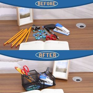 Organisateur de bureau en maille, organiseur de bureau en métal, porte-crayons et paniers de rangement pour accessoires de bureau - Product Image 5