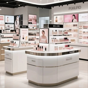 M & S Nhà Máy Cung Cấp Có Thể Điều Chỉnh Cửa Hàng Mỹ Phẩm Đảo Truy Cập LED Chiếu Sáng Trang Điểm Nến Cửa Hàng Hiển Thị Kệ - Product Image 1