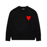 Nouveaux chandails tricotés de luxe de créateur personnalisés avec broderie de cœurs pour hommes Chandail en tricot à col rond en laine de haute qualité