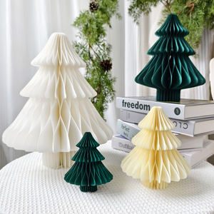 Lot de sapins de Noël en papier en gros, décorations 3D en nid d'abeille et ornements suspendus pour <span class=keywords><strong>les</strong></span> fêtes de fin d'année, vente au détail, logo personnalisé disponible - Product Image 4