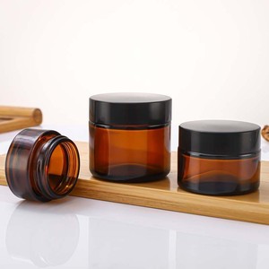 Custom Matte Frosted Black Glass <b>Mini</b> Perfume <b>Bottles</b> & Cream Jars with Bamboo Wood Grain Lids Silk Screen Printed Cosmetic Use - Product Image 4