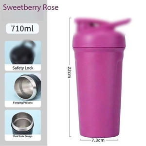 Bouteille shaker <span class=keywords><strong>à</strong></span> protéines en acier inoxydable 710 ml (24 oz) isolée, multifonctionnelle, pour le sport, le fitness, l'extérieur et la <span class=keywords><strong>voiture</strong></span>, avec couvercle <span class=keywords><strong>à</strong></span> ouverture directe - Product Image 4