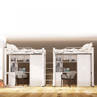 Lit superposé personnalisé en acier inoxydable avec bureau et armoire – Idéal pour dortoir, hôtel, appartement, chambre à coucher, lit mezzanine – Rangement gain de place pour étudiants