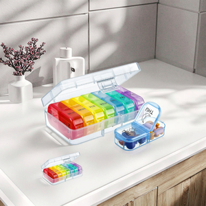 Dagelijks Gebruik Draagbare 7 Dagen Regenboog Medicine <span class=keywords><strong>Pil</strong></span> Container Plastic Mini Am Pm <span class=keywords><strong>2</strong></span> Compartiment <span class=keywords><strong>Pil</strong></span> Organizer - Product Image 5